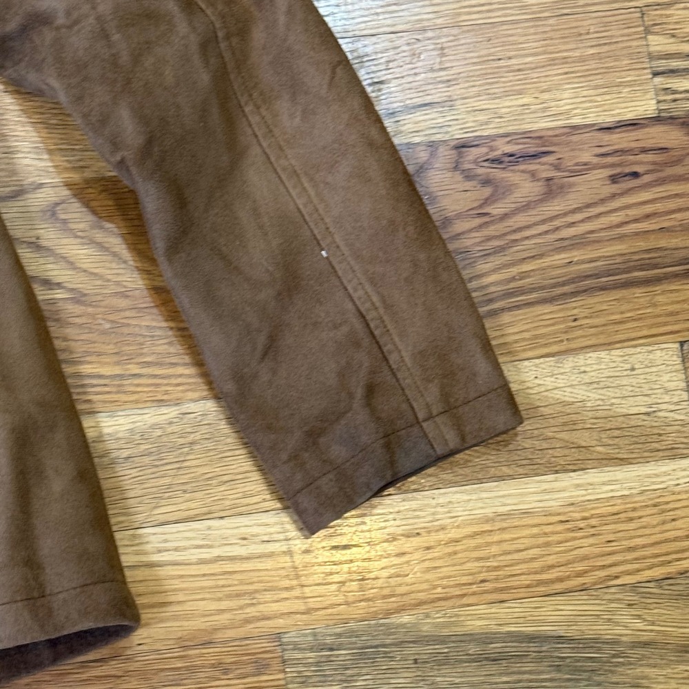 Emporio Italy Worldwide Brown Faux Suede Button‎ Front Blazer Jacket Collared - Picture 6 of 8